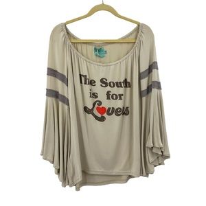 Judith March Free People S The South Is For Lovers Heart Boho Shirt Bell Sleeves